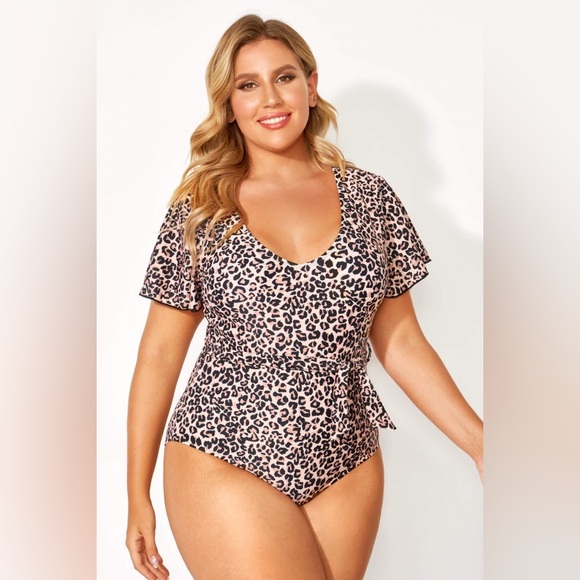 Leopard Printed One Piece Swimsuit - Picture 1 of 6
